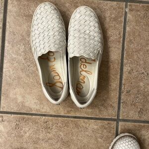 Sam Edelman White Woven Flats